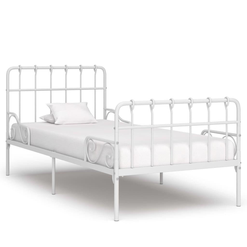 Berkfield Bed Frame with Slatted Base White Metal 90x200 cm