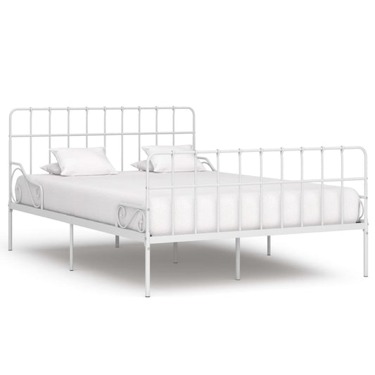Berkfield Bed Frame with Slatted Base White Metal 120x200 cm