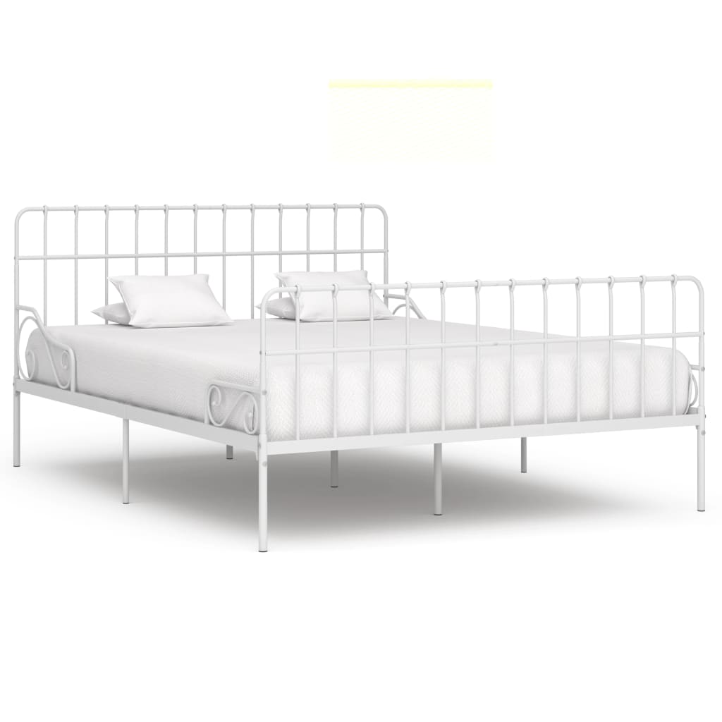 Berkfield Bed Frame with Slatted Base White Metal 200x200 cm