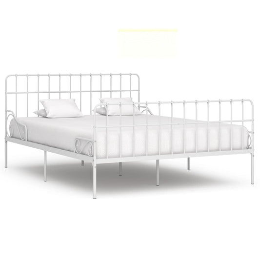 Berkfield Bed Frame with Slatted Base White Metal 200x200 cm