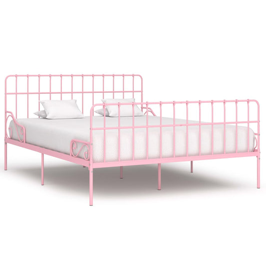 Berkfield Bed Frame with Slatted Base Pink Metal 200x200 cm