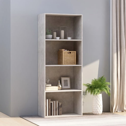 Berkfield 4-Tier Book Cabinet Concrete Grey 60x30x151.5 cm Engineered Wood