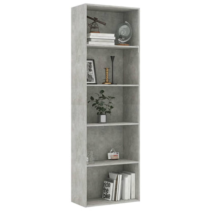 Berkfield 5-Tier Book Cabinet Concrete Grey 60x30x189 cm Engineered Wood