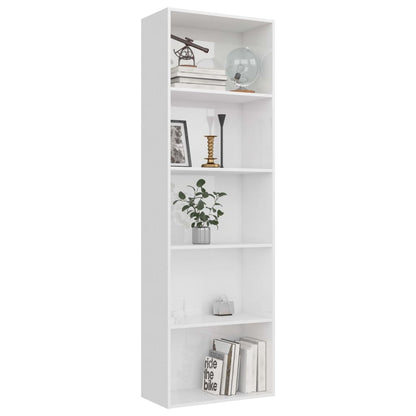 Berkfield 5-Tier Book Cabinet High Gloss White 60x30x189 cm Engineered Wood