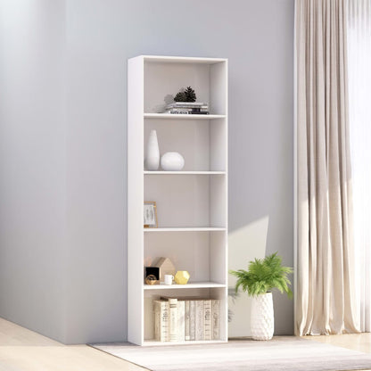 Berkfield 5-Tier Book Cabinet High Gloss White 60x30x189 cm Engineered Wood