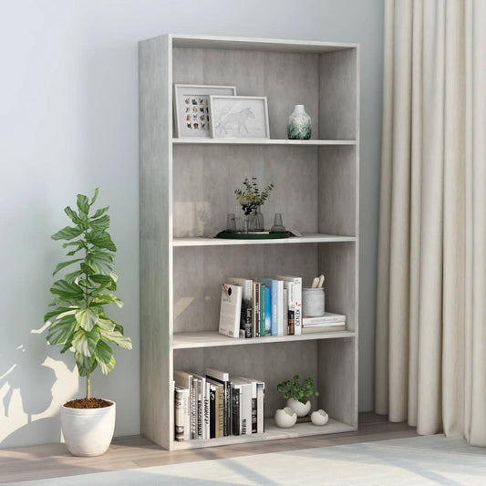 Berkfield 4-Tier Book Cabinet Concrete Grey 80x30x1515 cm Engineered Wood