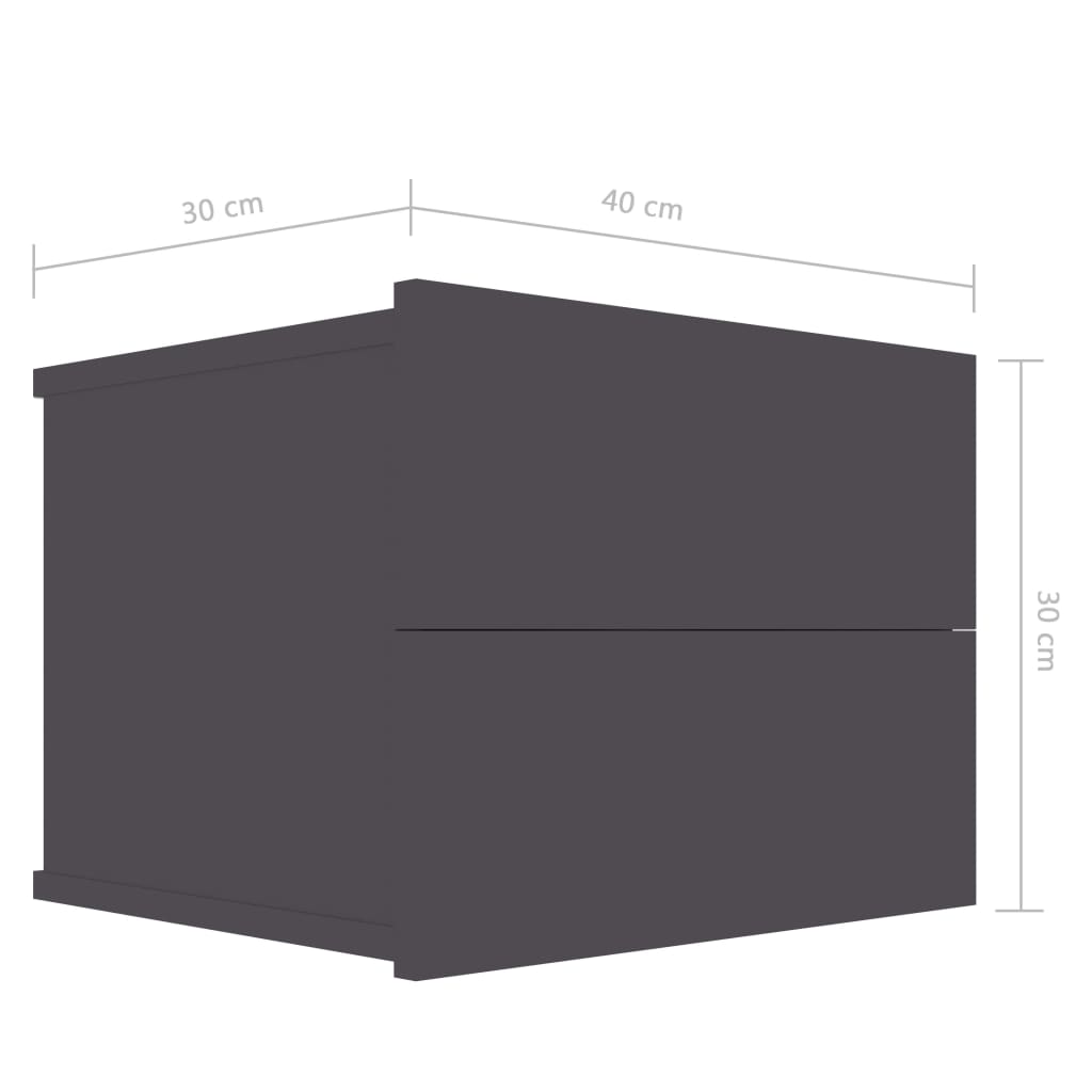 Berkfield Bedside Cabinet Grey 40x30x30 cm Engineered Wood