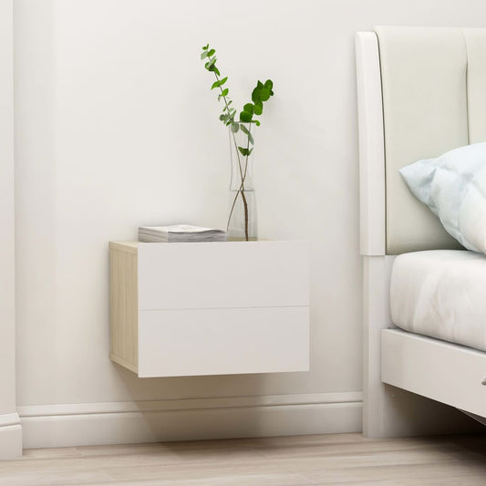 Berkfield Bedside Cabinet White and Sonoma Oak 40x30x30 cm Engineered Wood
