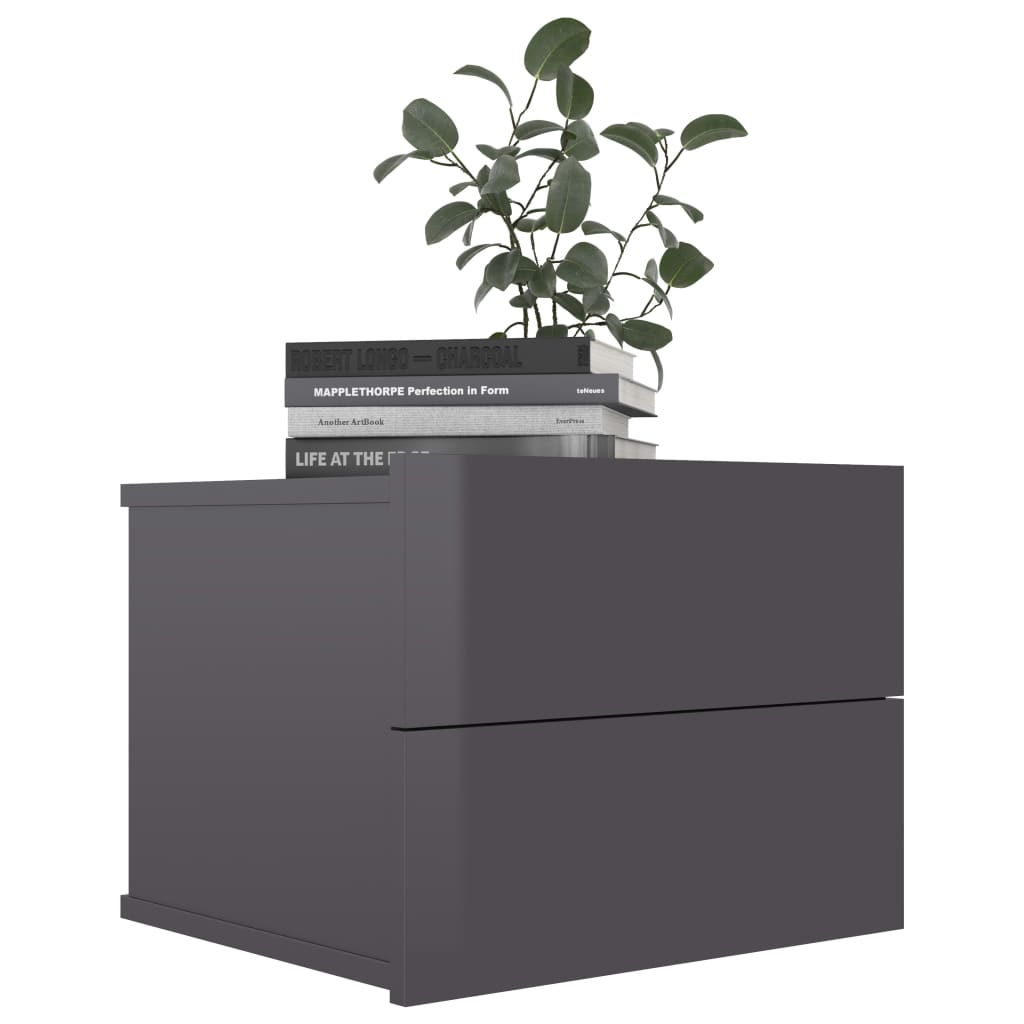 Berkfield Bedside Cabinet High Gloss Grey 40x30x30 cm Engineered Wood