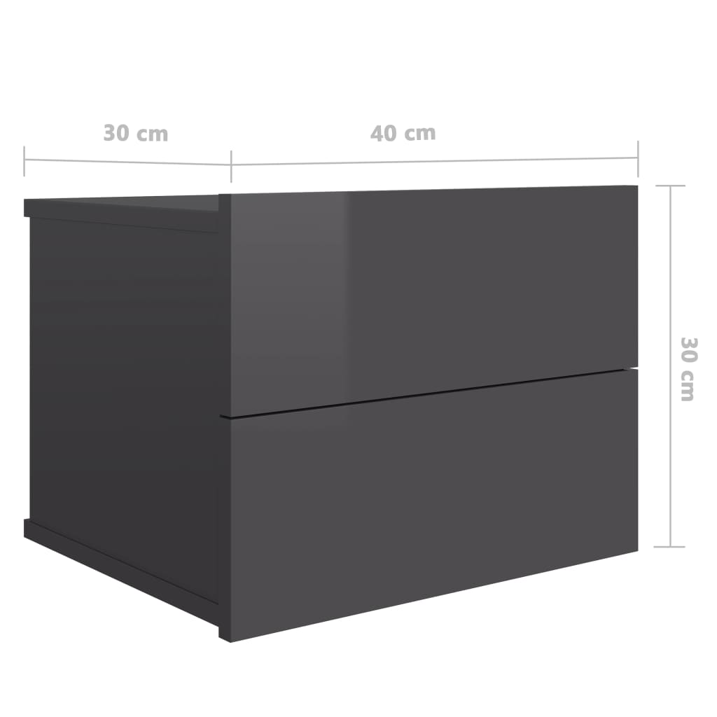 Berkfield Bedside Cabinet High Gloss Grey 40x30x30 cm Engineered Wood
