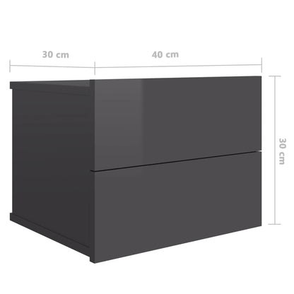 Berkfield Bedside Cabinet High Gloss Grey 40x30x30 cm Engineered Wood