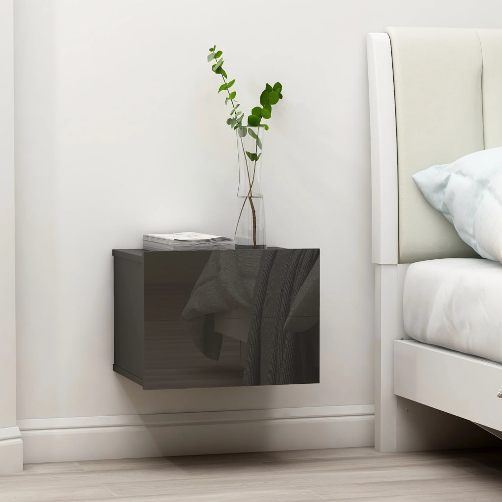Berkfield Bedside Cabinet High Gloss Grey 40x30x30 cm Engineered Wood