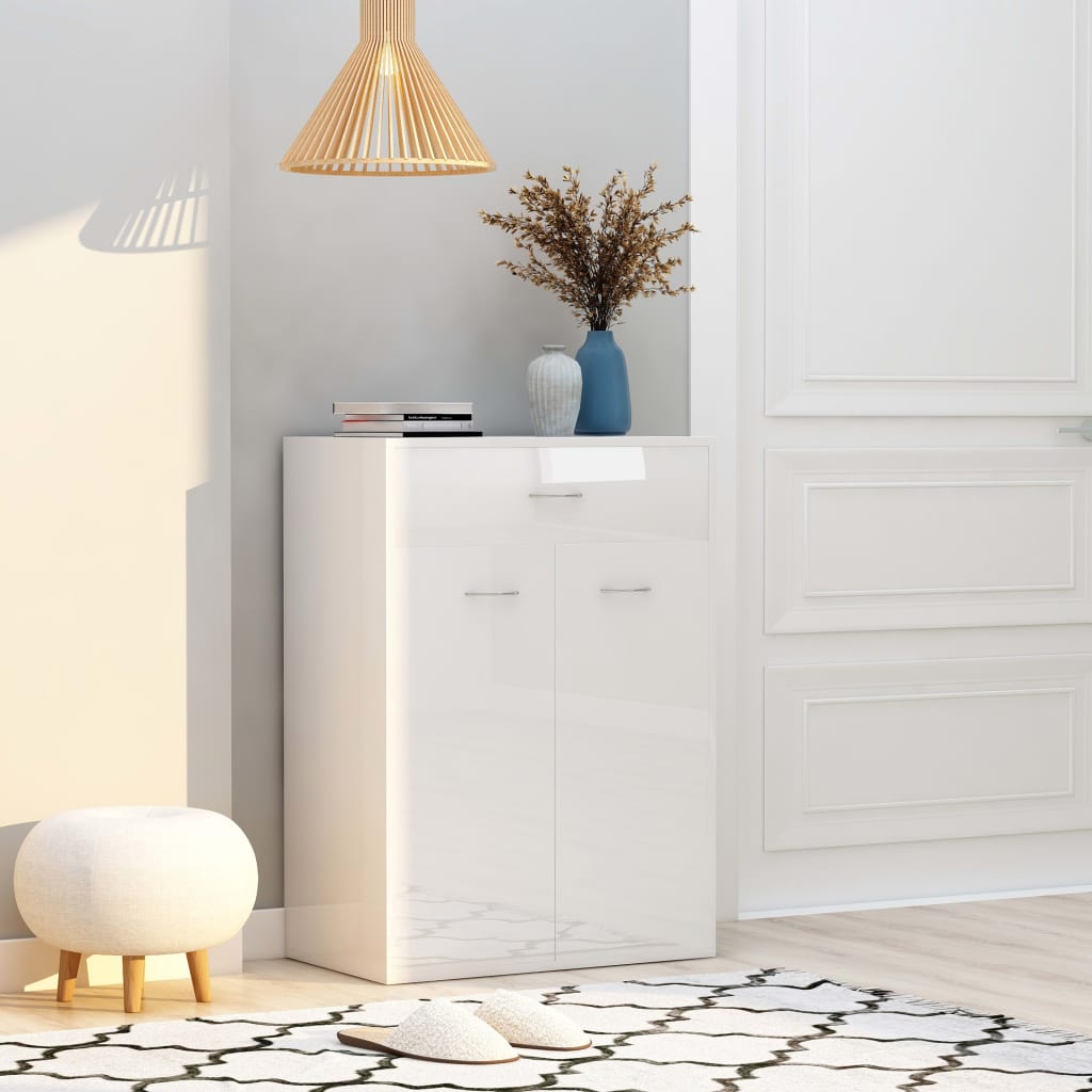 Berkfield Shoe Cabinet High Gloss White 60x35x84 cm Engineered Wood