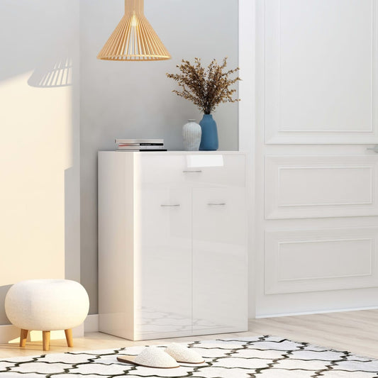 Berkfield Shoe Cabinet High Gloss White 60x35x84 cm Engineered Wood