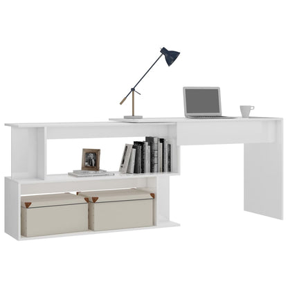 Berkfield Corner Desk High Gloss White 200x50x76 cm Engineered Wood