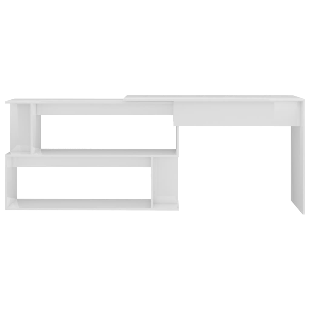 Berkfield Corner Desk High Gloss White 200x50x76 cm Engineered Wood