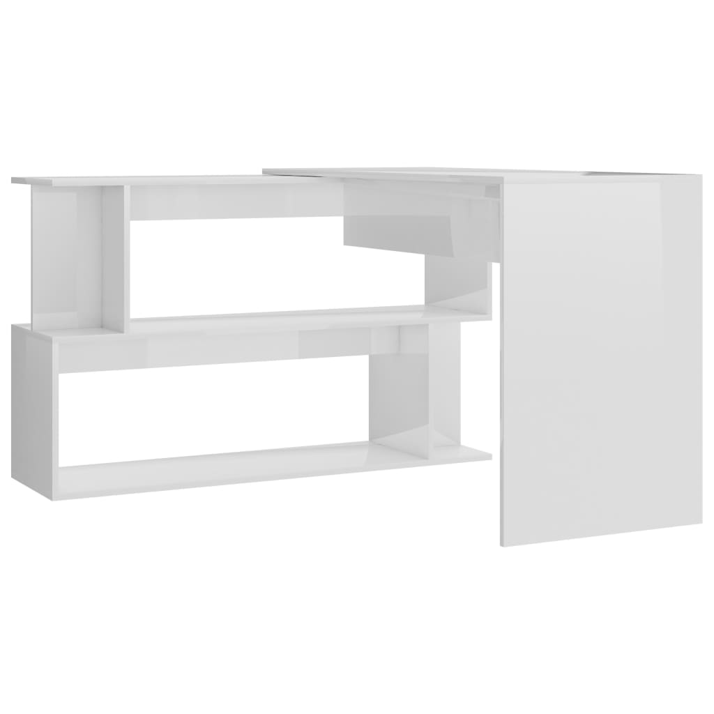 Berkfield Corner Desk High Gloss White 200x50x76 cm Engineered Wood