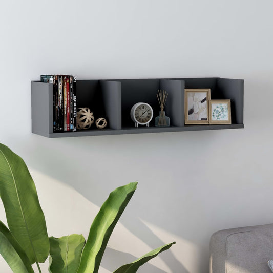 Berkfield CD Wall Shelf Grey 75x18x18 cm Engineered Wood