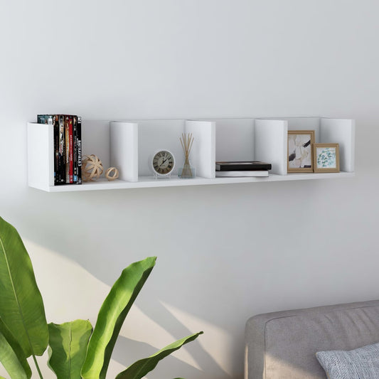Berkfield CD Wall Shelf White 100x18x18 cm Engineered Wood