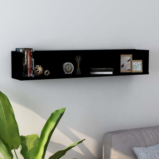 Berkfield CD Wall Shelf Black 100x18x18 cm Engineered Wood