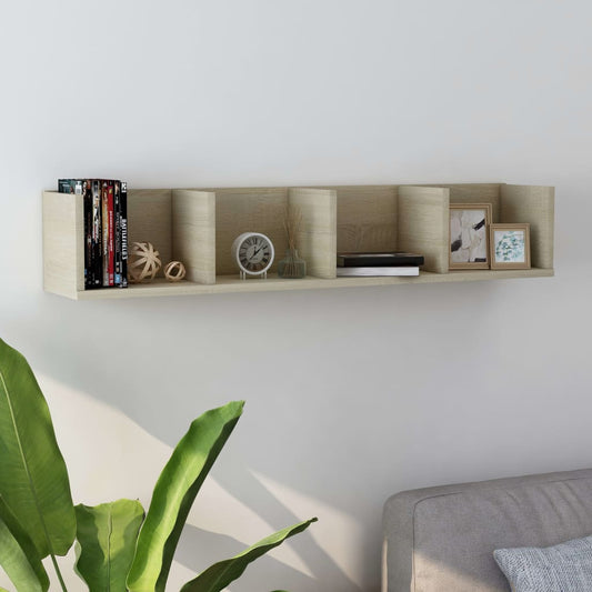 Berkfield CD Wall Shelf Sonoma Oak 100x18x18 cm Engineered Wood