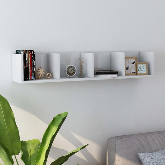 Berkfield CD Wall Shelf High Gloss White 100x18x18 cm Engineered Wood
