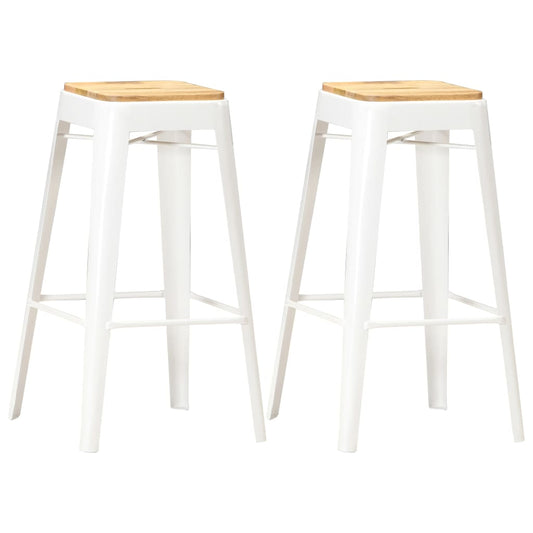 Berkfield Bar Stools 2 pcs White Solid Mango Wood