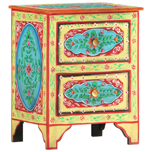 Berkfield Hand Painted bedside Cabinet 40x30x50 cm Solid Mango Wood