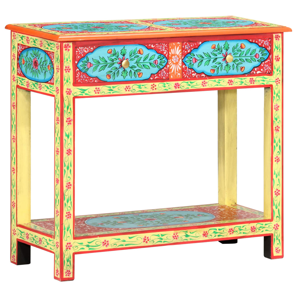 Berkfield Hand Painted Console Table 80x35x75 cm Solid Mango Wood