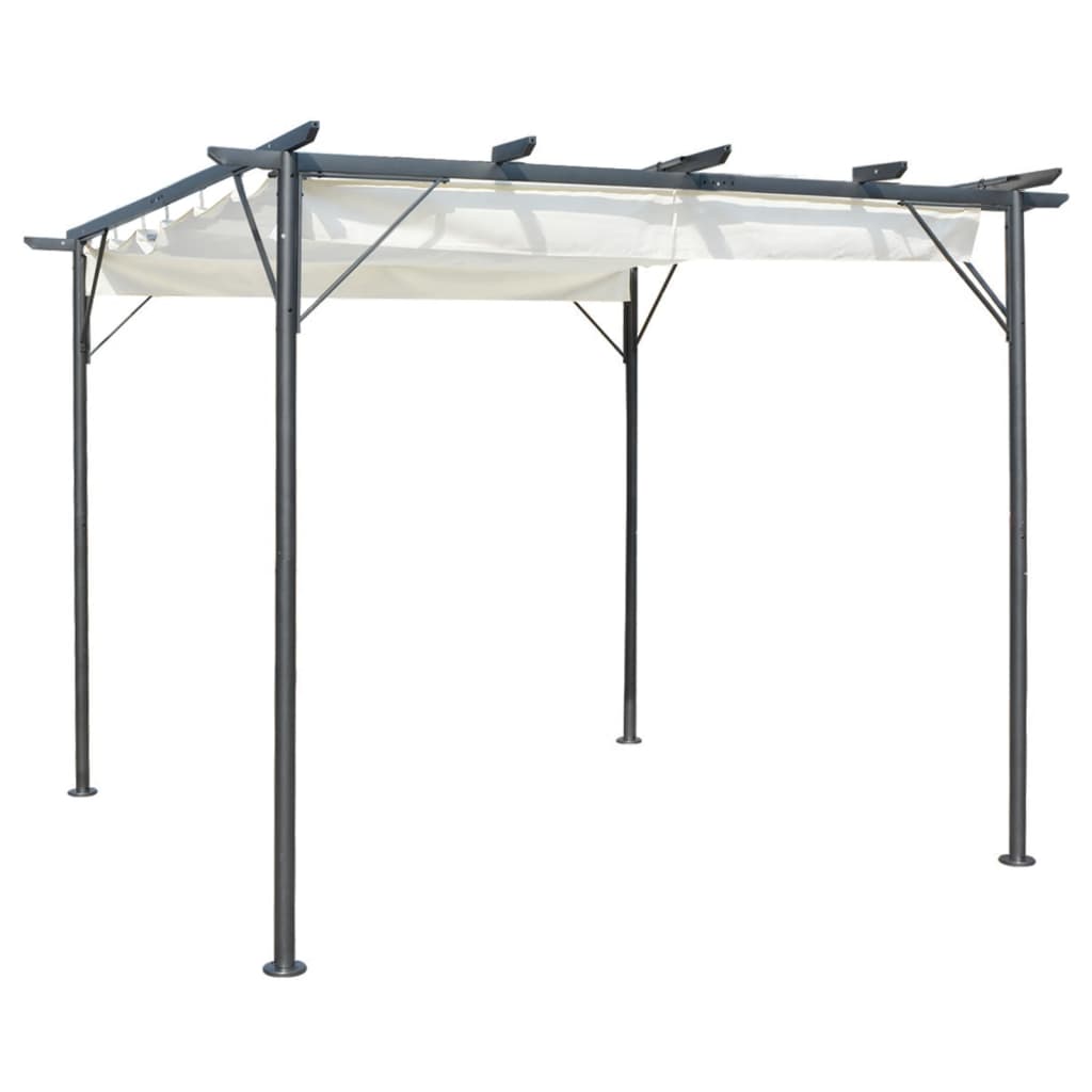 Berkfield Pergola with Retractable Roof Cream White 3x3 m Steel