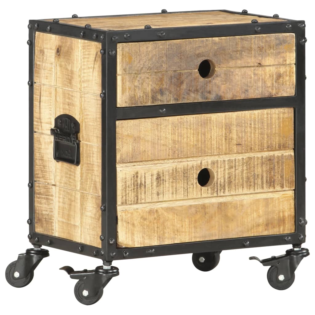 Berkfield Bedside Cabinet 40x30x50 cm Rough Mango Wood