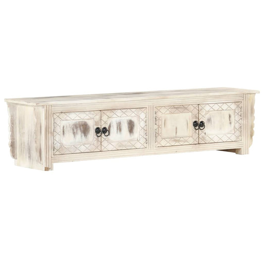 Berkfield TV Cabinet White 140x30x35 cm Solid Mango Wood