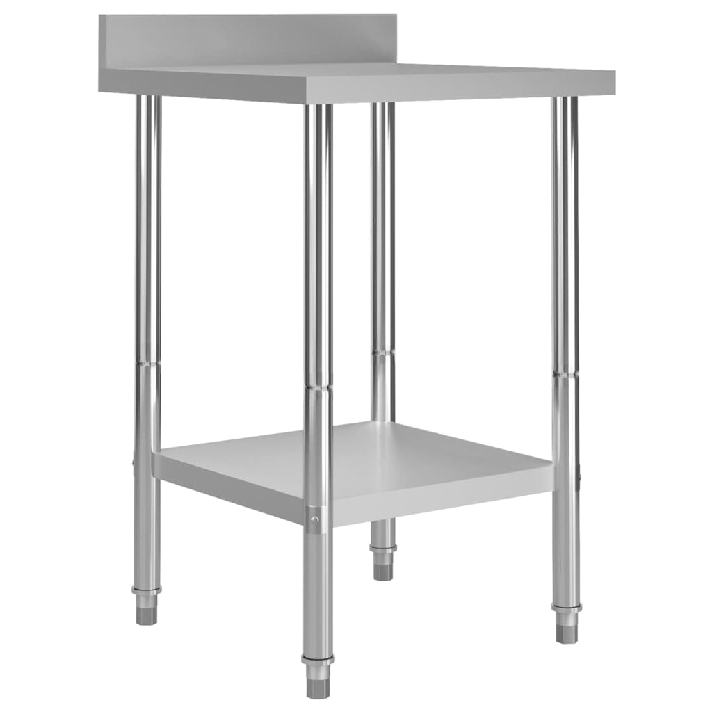 Berkfield Kitchen Work Table with Backsplash 60x60x93 cm Stainless Steel