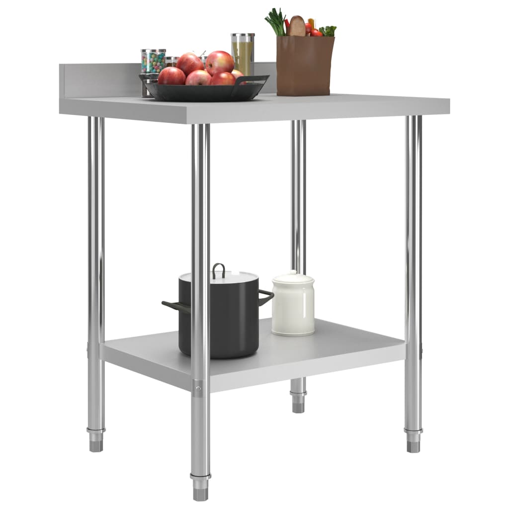Berkfield Kitchen Work Table with Backsplash 80x60x93 cm Stainless Steel