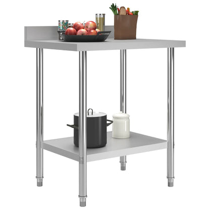 Berkfield Kitchen Work Table with Backsplash 80x60x93 cm Stainless Steel