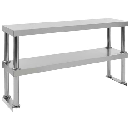 Berkfield 2-Tier Work Table Overshelf 120x30x65 cm Stainless Steel