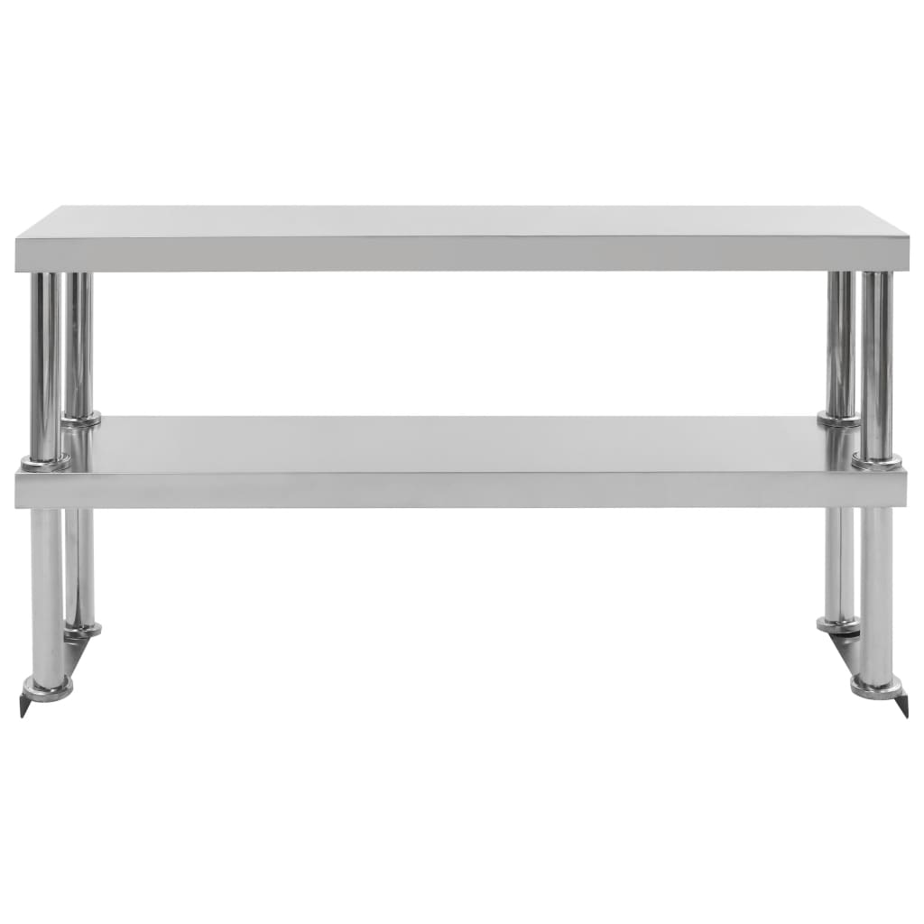 Berkfield 2-Tier Work Table Overshelf 120x30x65 cm Stainless Steel