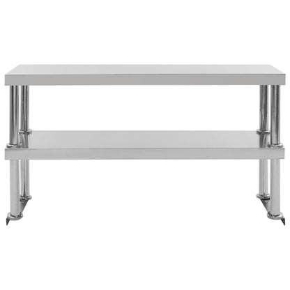 Berkfield 2-Tier Work Table Overshelf 120x30x65 cm Stainless Steel