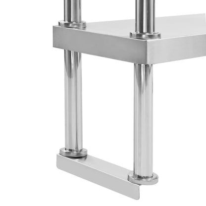 Berkfield 2-Tier Work Table Overshelf 120x30x65 cm Stainless Steel