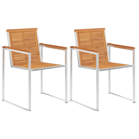Berkfield Garden Chairs 2 pcs Solid Acacia Wood and Stainless Steel
