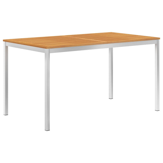 Berkfield Garden Dining Table 140x80x75 cm Solid Acacia Wood and Stainless Steel