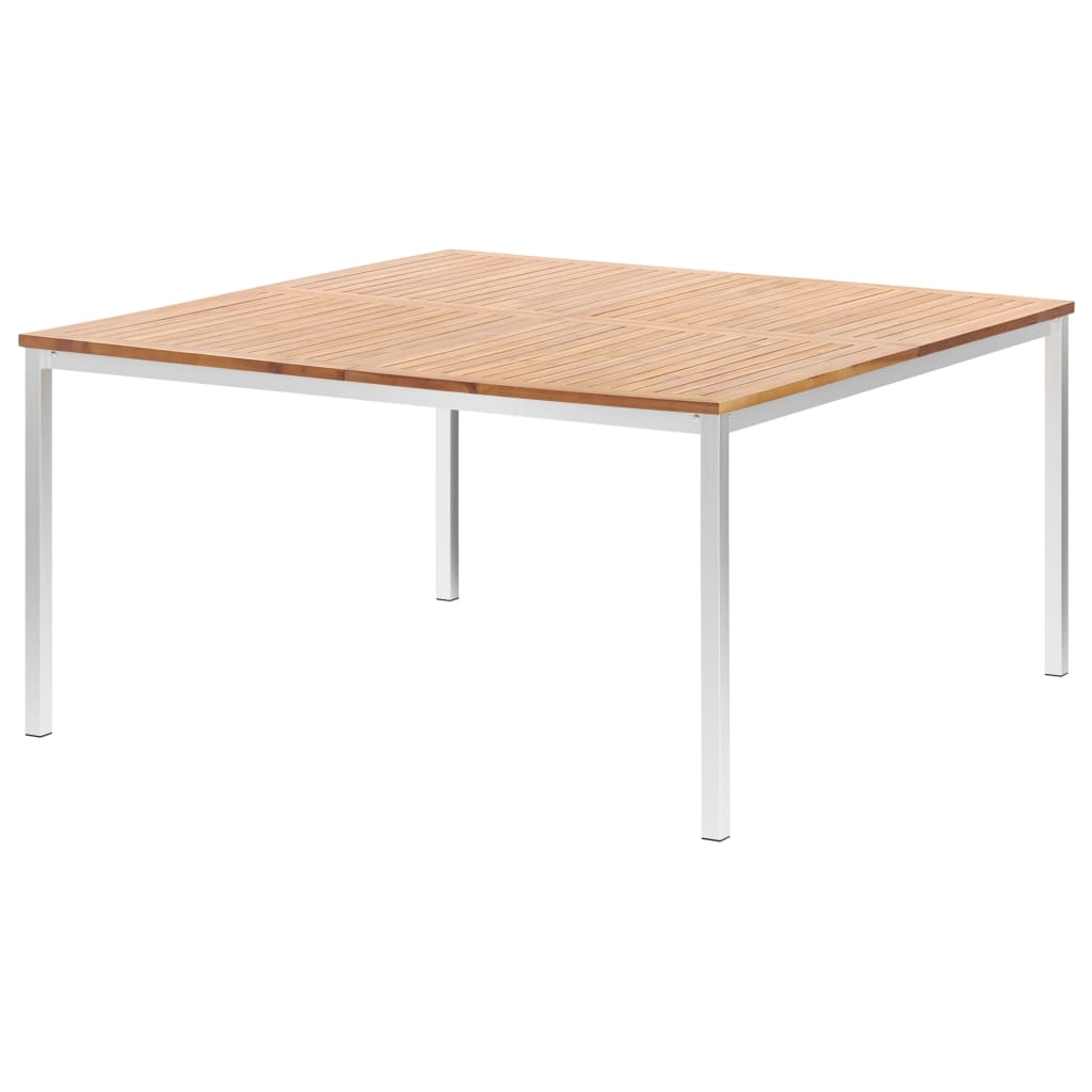 Berkfield Garden Dining Table 150x150x75 cm Solid Acacia Wood and Stainless Steel