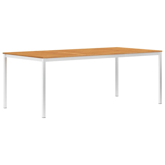 Berkfield Garden Dining Table 200x100x75 cm Solid Acacia Wood and Stainless Steel