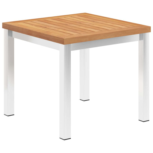 Berkfield Garden Side Table 45x45x38 cm Solid Teak Wood and Stainless Steel