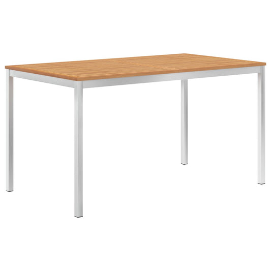 Berkfield Garden Dining Table 140x80x75 cm Solid Teak Wood and Stainless Steel