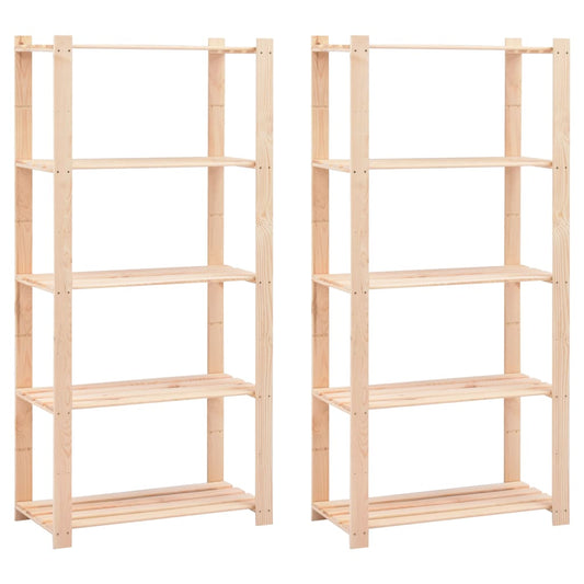 Berkfield 5-Tier Storage Racks 2 pcs 80x38x170 cm Solid Pinewood 250 kg