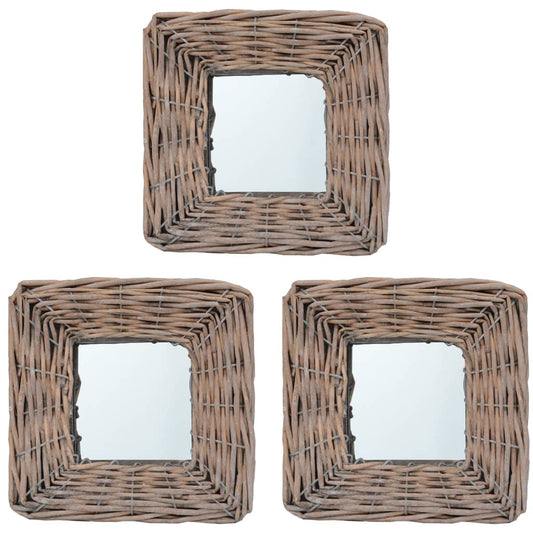Berkfield Mirrors 3 pcs 15x15 cm Wicker