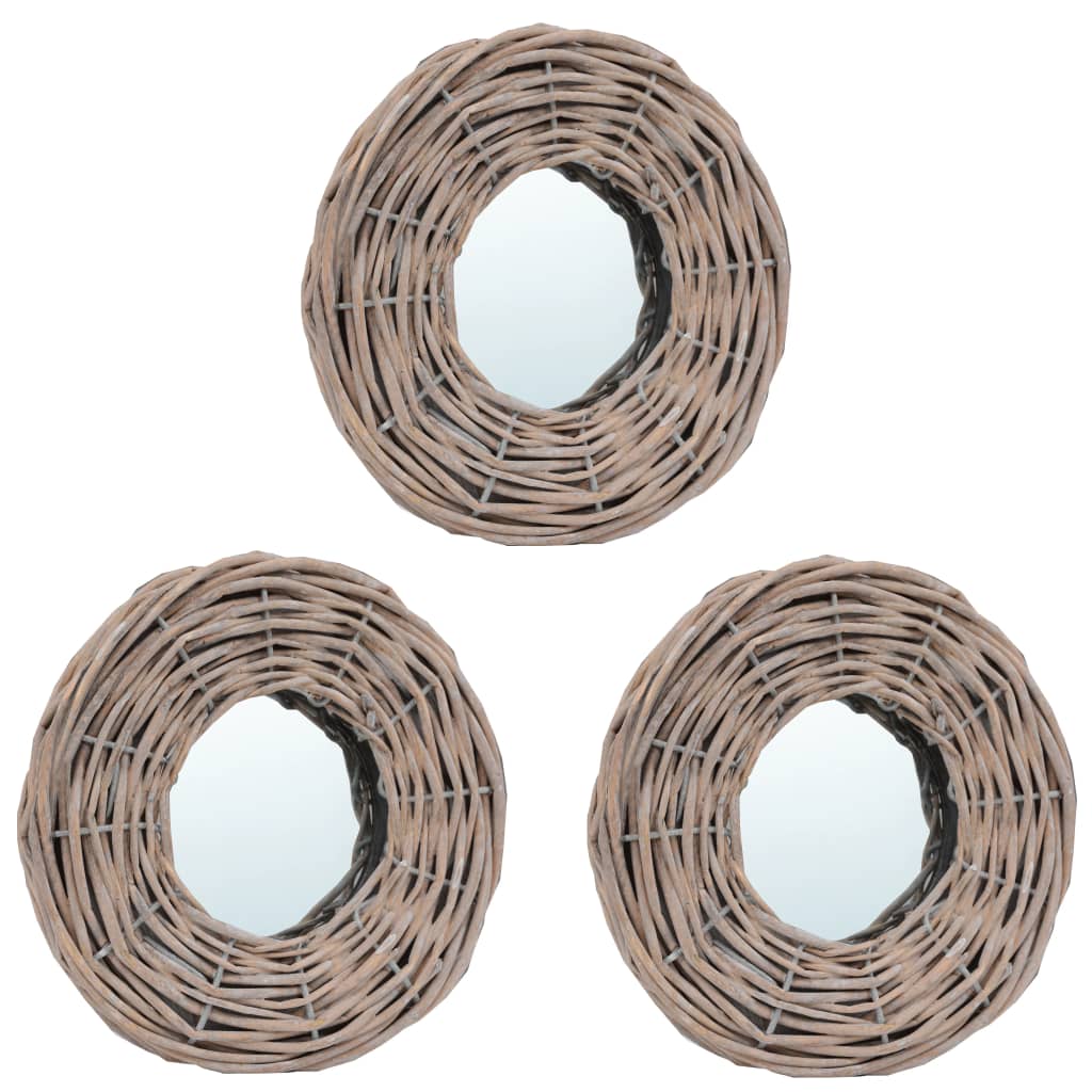 Berkfield Mirrors 3 pcs 15 cm Wicker