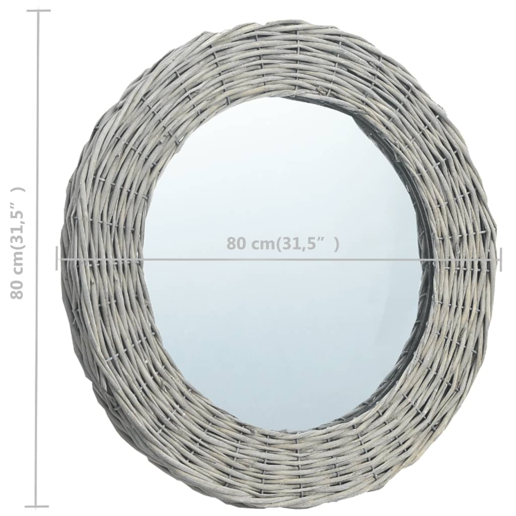Berkfield Mirror 80 cm Wicker