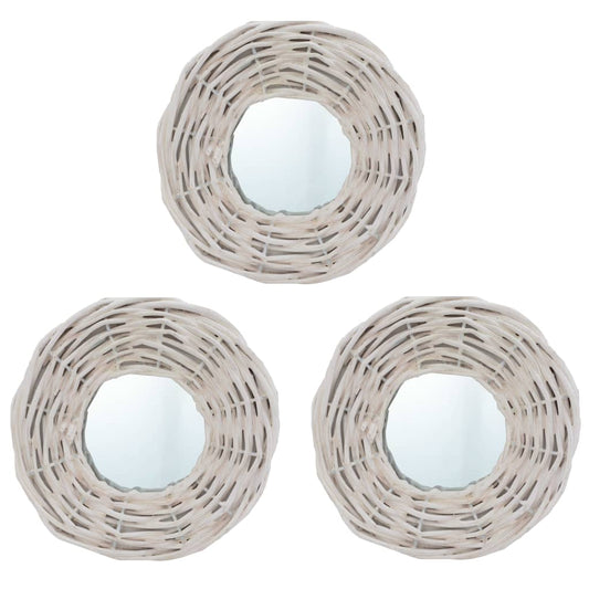 Berkfield Mirrors 3 pcs White 15 cm Wicker